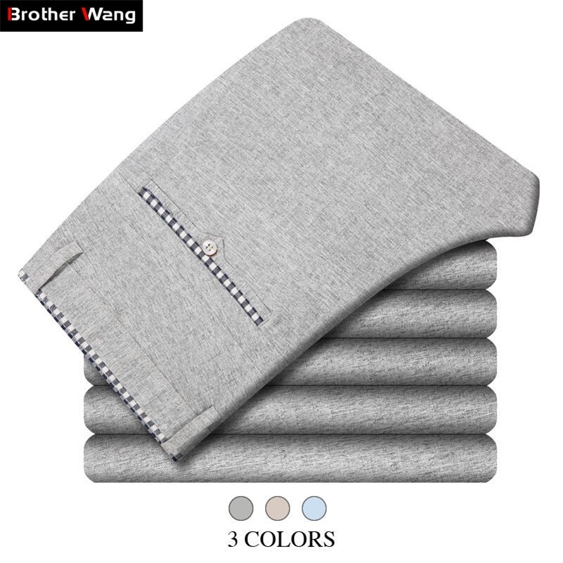 

3 Color Spring Summer New Men's Thin Casual Pants Business Fashion Solid Color Slim Fit Trousers Brand 201109, Sky blue