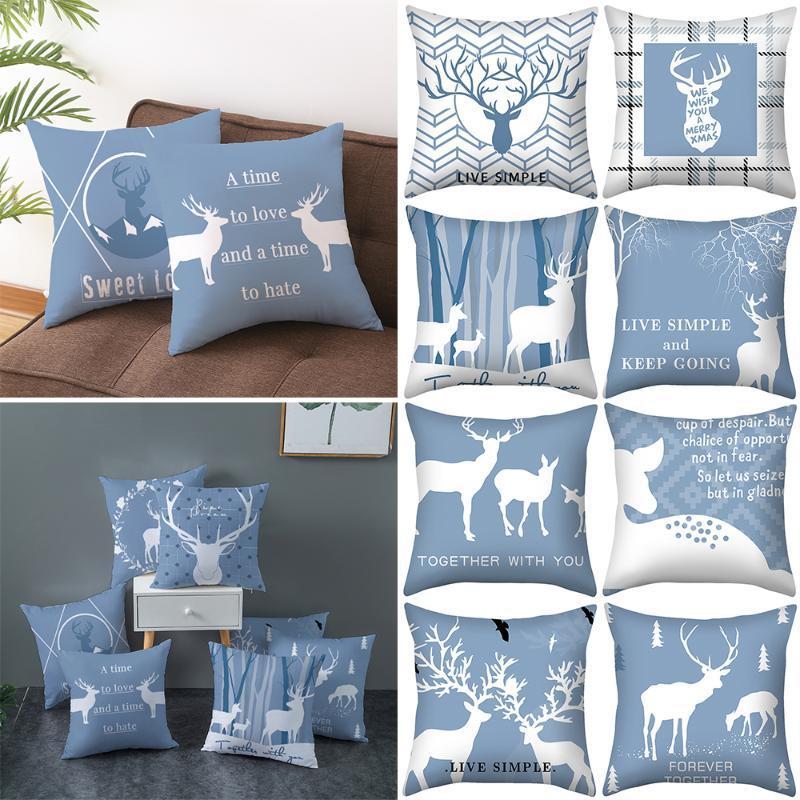 

1PCS 45x45cm Pillow Covers Elk Pillow Cover Deer Printed Square Throw Cover Pillowcase Home Decorative Cushion Case1