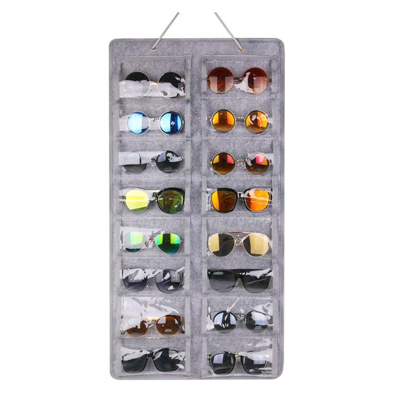 

Sunglasses Organizer Storage Hanging Dust Proof Wall Pocket Glasses Organizer 16 Felt Slots Sunglasses Holder