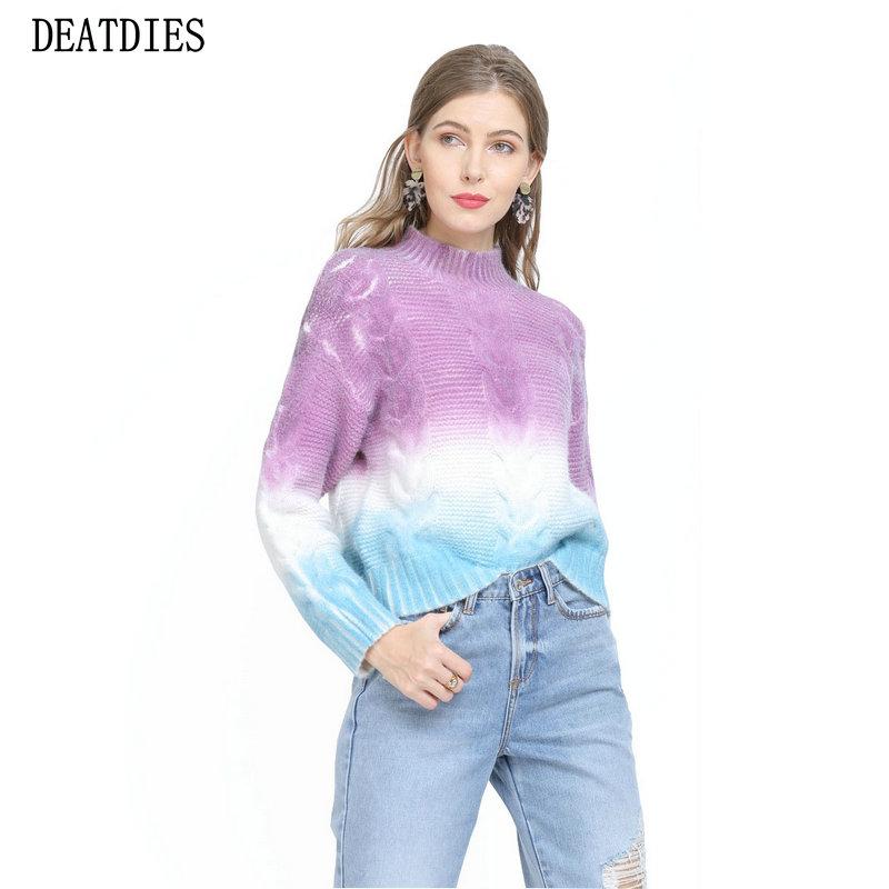 

Patchwork O-Neck Pullover Sweater Women Long Sleeve Loose Soft Wool Sweaters Knitted Jumpers Casual Tops Pullover Winter 2020, Purple