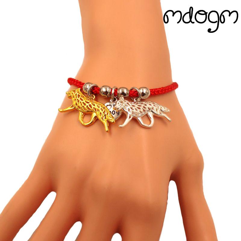 

Australian Cattle Dog Animal Charm Bracelet For Women Men Couple Love Rope Male Female Pearl Red Heart Black Girls jewelry Gift