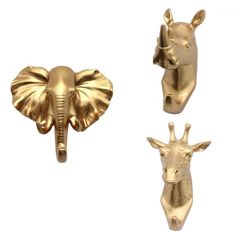 

Pack 3 Resin Animal Head Hook Coat Hanger Rack Wall Mount Home Decor Gold1
