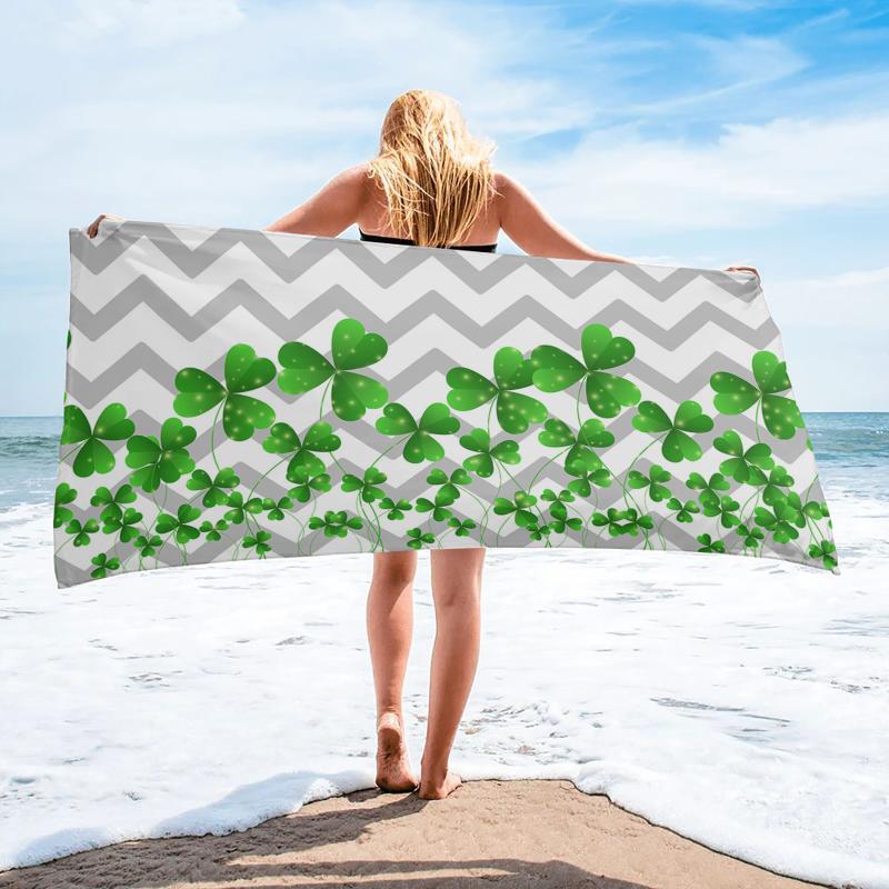 

Clover Gray Ripple Geometric Background Bath Towel Swimming Quick-Dry Bath Towel Bathroom Accessories Microfiber Beach Towels, As pic