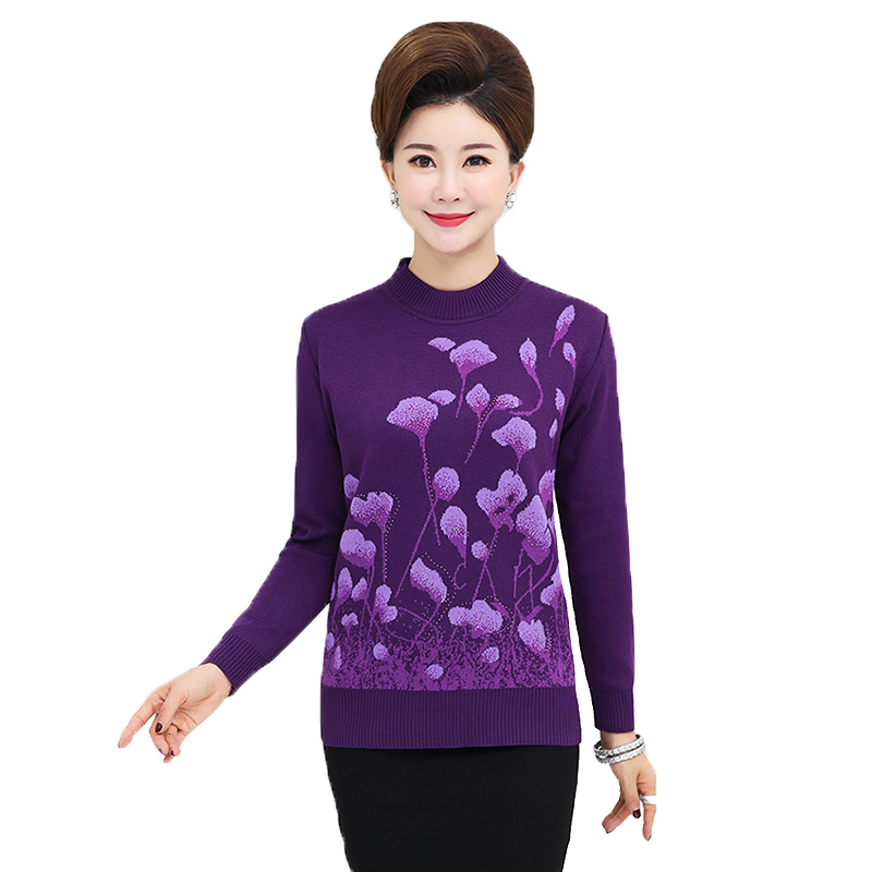 

Women's Knitted Shirt Autumn Korean Winter Long Sleeve Woman's Old Middle-aged Sweater Vest Add Cashmere Jumper Mesh Hd0w, Black