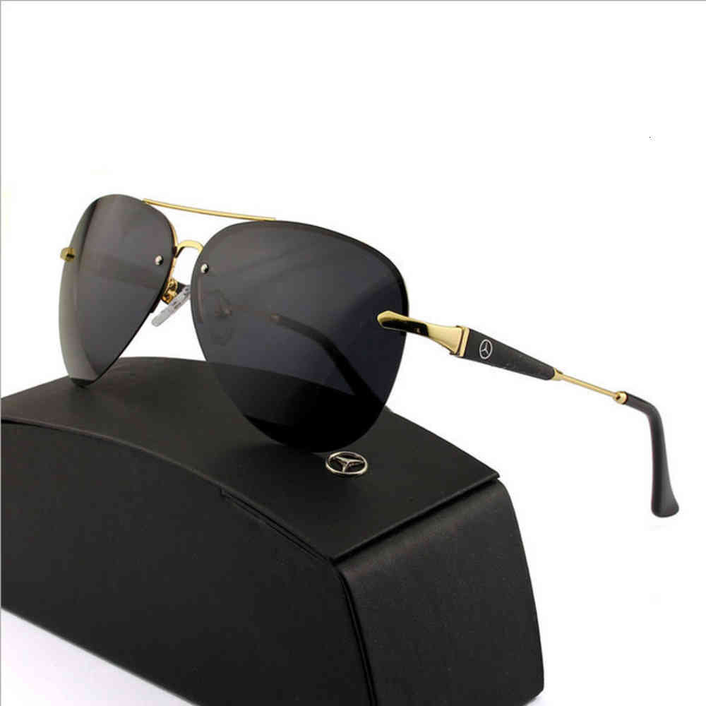 

2020 new straight men's frameless Polarized Sunglasses Mercedes Benz 743 Sun Shading driving mirror