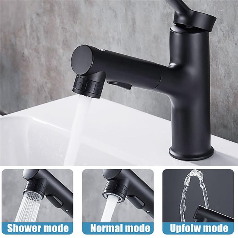 

3Mode Mixer Pull Out Mouthwash Faucets Bathroom Basin Sink Faucet Sprayer Gargle Brushing Cold Hot Tap with Inlet Pipe(1/2 Inch
