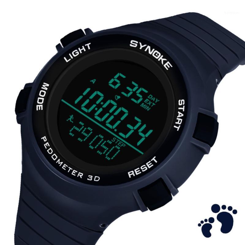 

Fashion Men Digital Wrist Watch 3D Pedometer Sports Watch Electronic Clock 50 Meters Waterproof Outdoor Large Dial Smart Watches1, Blue