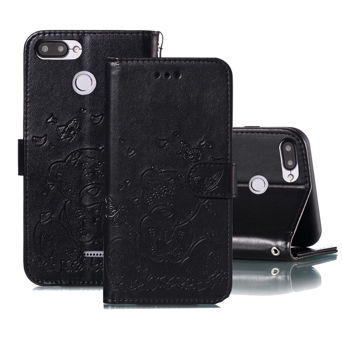 

For Xiaomi Redmi 6 6A Embossed Butterfly Love Bear Pattern PU TPU Horizontal Flip Leather Case with Holder Card Slots Wallet Photo Fra