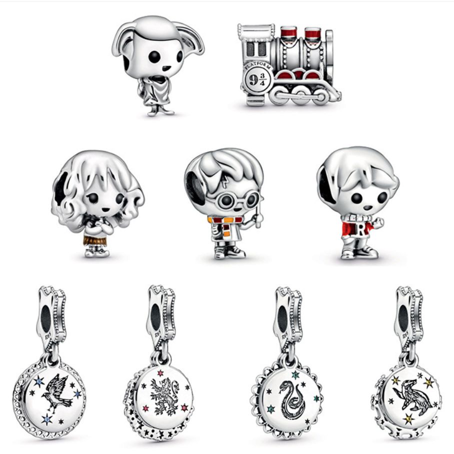 

AODUOLA New 50PCS Enamel Cartoon Silver plalted Alloy Metal Charms Beads fit European Charm Bracelet DIY Jewelry