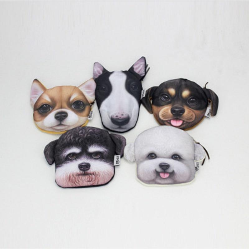 

Cute Cartoon Dog Head Coin Purse Wallet Storage Bag Kids Bag 3D Small Pet Head Women Cosmetic Storage Bags
