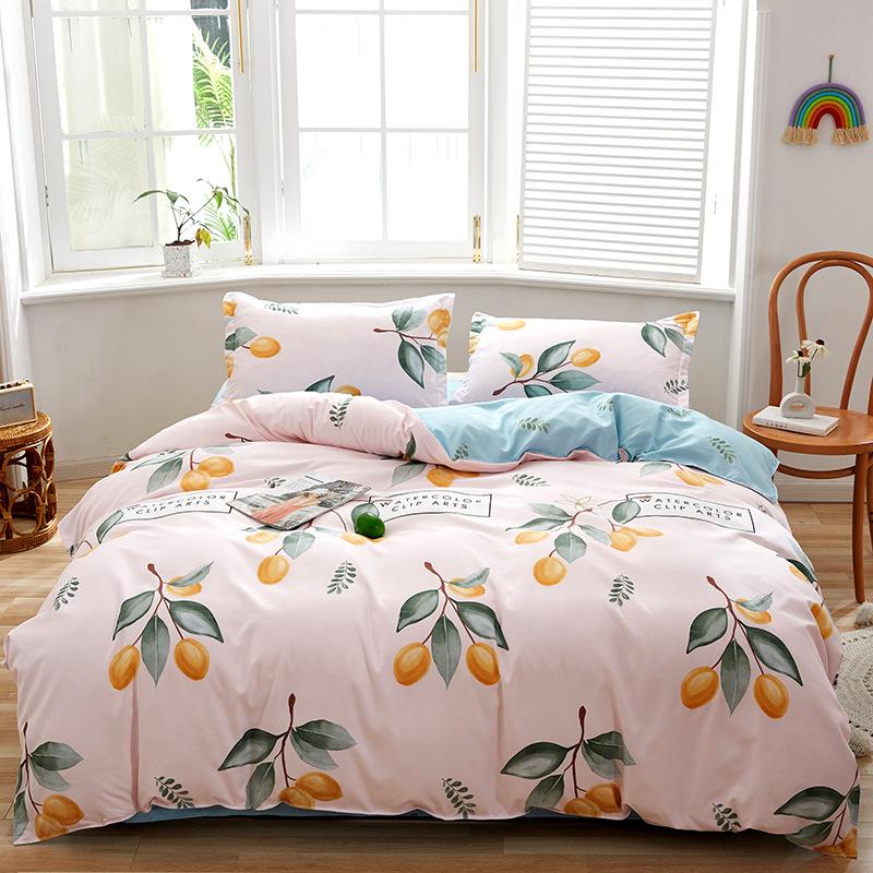 

4PCS Pure Cotton Duvet Cover Set Cotton Bed Linen Quilt Cover Pillowcase Bedding Set Queen Size Comforter Sets, 11