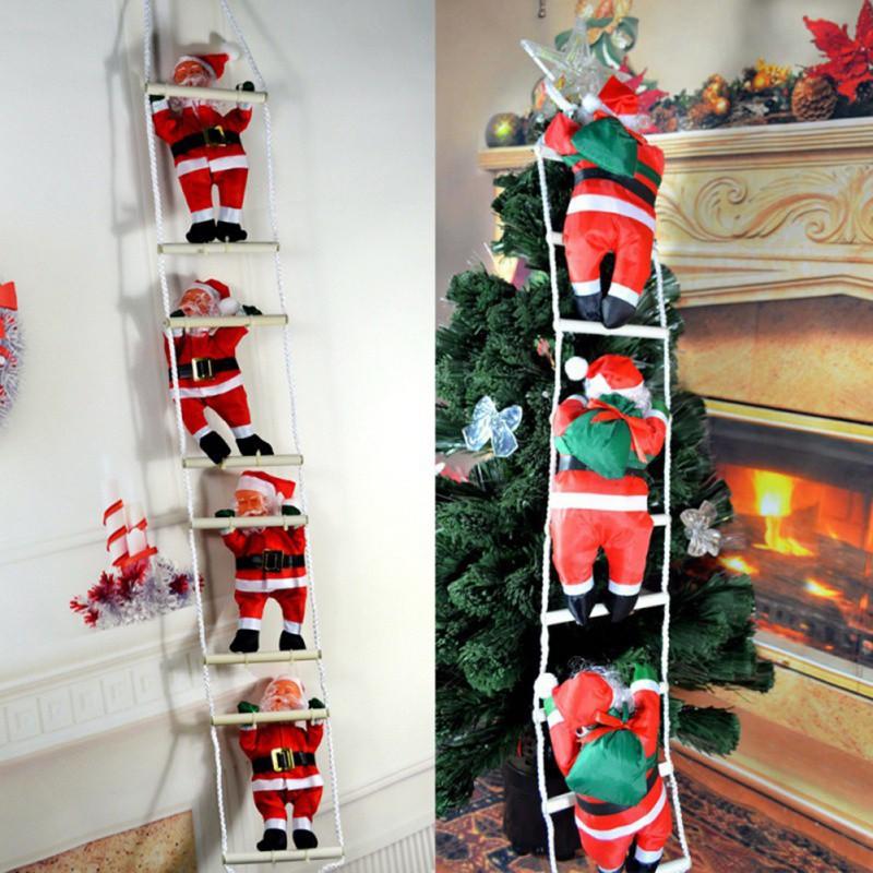 

Christmas Santa Claus Climbing Ladder Doll Christmas Tree Hanging Decoration Outdoor Indoor Door Wall Decor Kids New Year Gifts