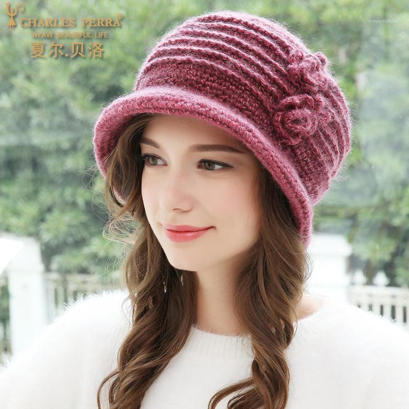 

Autumn Winter Thermal Wool Knitted Hats Hand Woven Thicken Ear Protection Hats Women Warm Winter Female Headwear 39081, Red