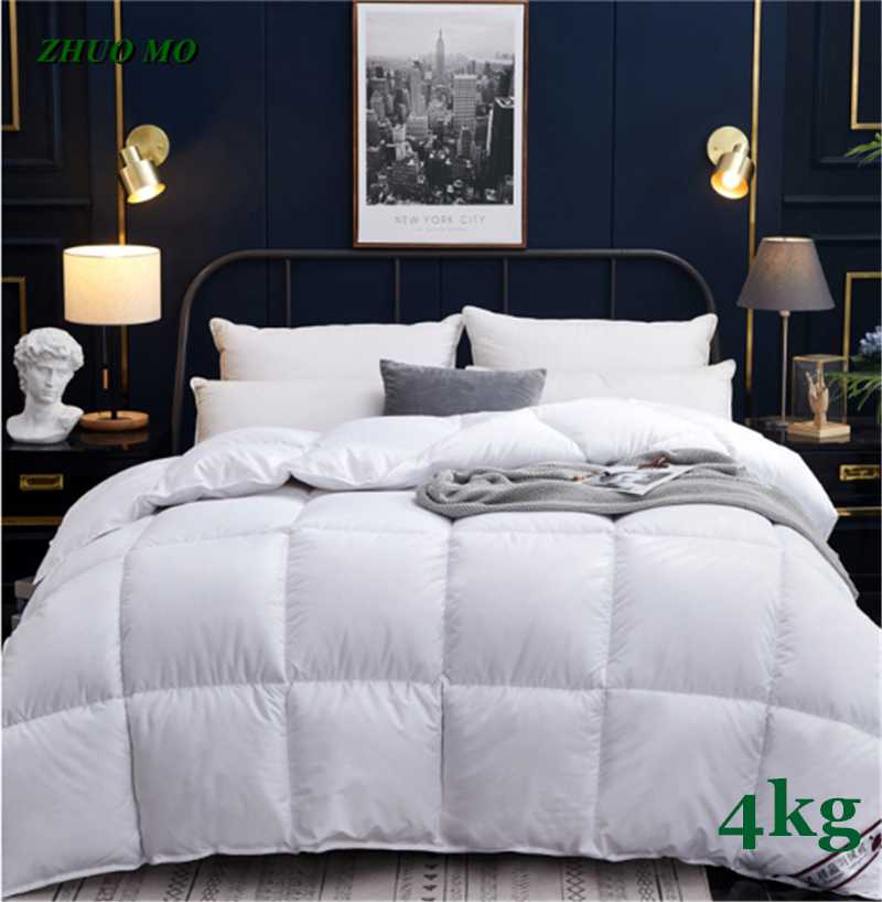 

4kg Winter Thick Quilt Duvet 200*230cm  For Man Woman Bed 100% Cotton Hotel Home Queen  Size warm Gift 6 colors Quilt, White