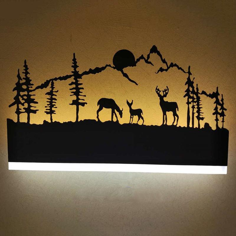 

Modern Romantic LED Wall Lamp Creative Painting 90-260V Black Sconce Decoration for Bathroom Living Bed Room Animal Lamps