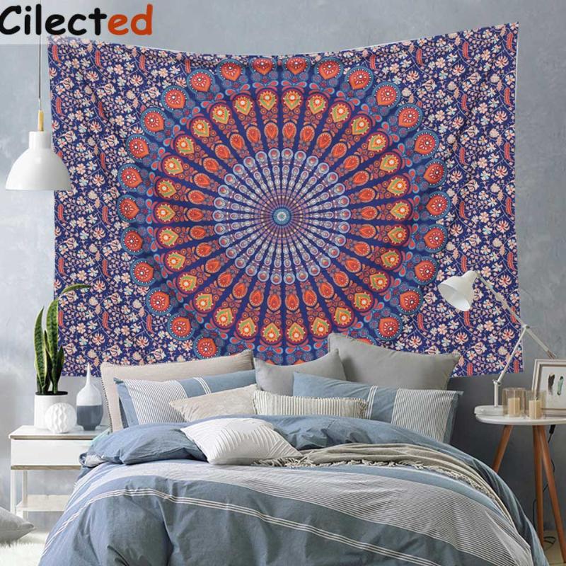 

Cilected Peacock Mandala Wall Hanging Tapestry Floral Printed Wall Cloth Tapestries Hippie Gypsy Beach Blanket Yoga Mat