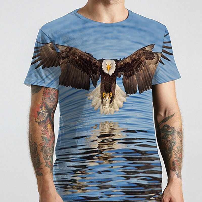 T-shirt Unisexe Tee T-shirt 3D Imprimer Imprimé graphique Impression Eagle Plus Taille Cou rond Casual imprimé quotidien à manches courtes Tops d