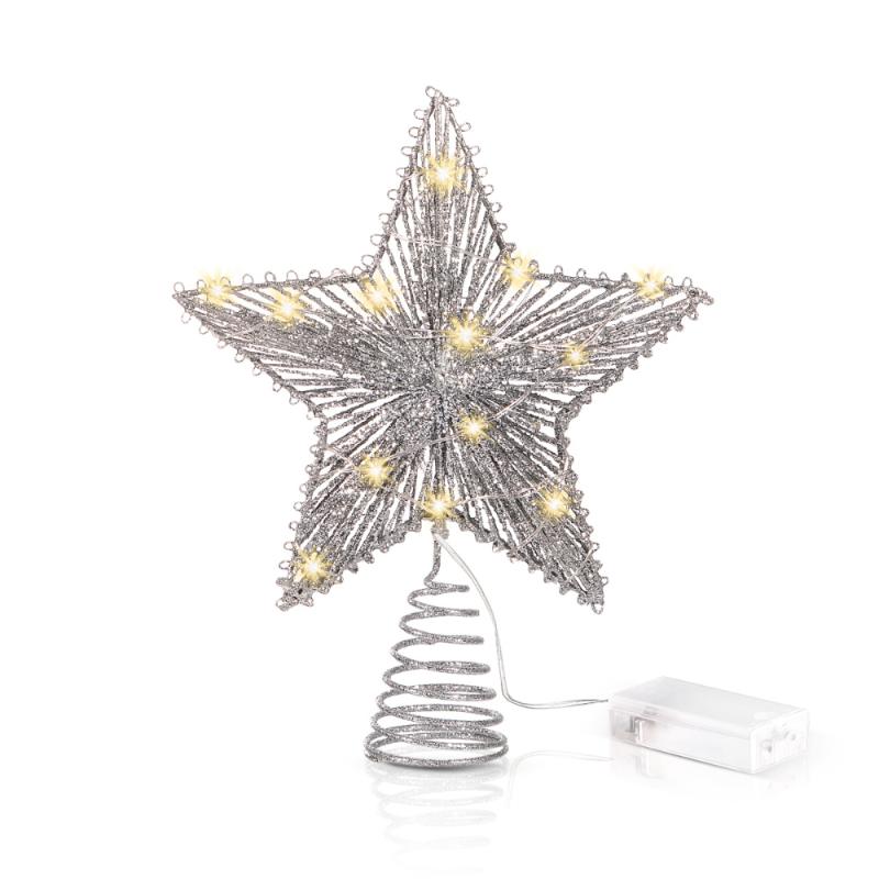 

Unomor 20 x 24 Christmas Tree Topper Star with String Lights For Christmas Home Party Decoration (Silver