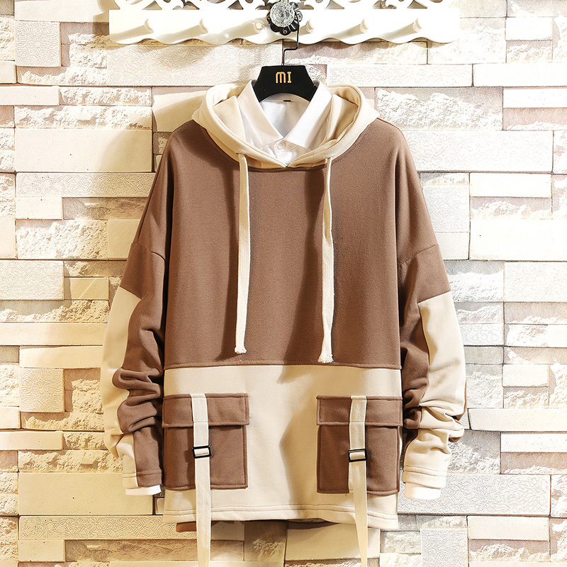 

2021 New Japan Style Casual O-neck Spring Autumn Hoodie Sweatshirt Men's Thick Fleece Hip Hop High Pocket Streetwear Clothes 4vyd, W22 2