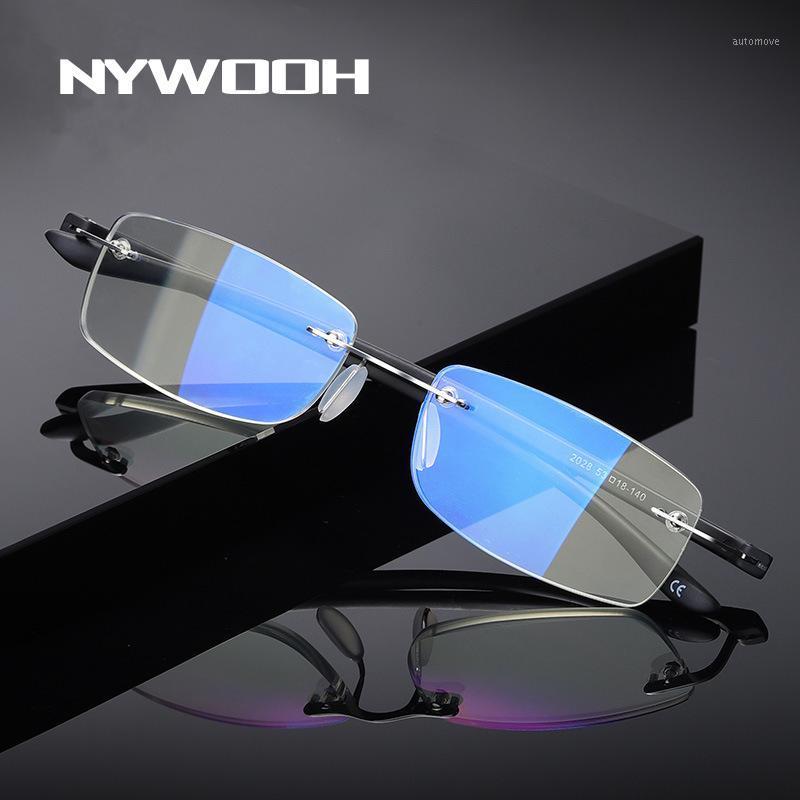 

NYWOOH Anti Blue Light Reading Glasses Women Men Rimless Prescription Eyeglasses Hyperopia Eyewear for Ladies Diopter1