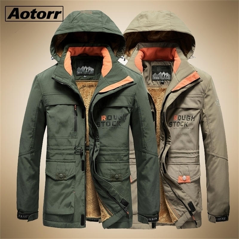 

Mens Military Tactical Thick Parkas Men Winter Multi-pocket Waterproof Jacket Male Windproof Casual Outwear Velvet Warm Coat 201114, Xsxc04-1green
