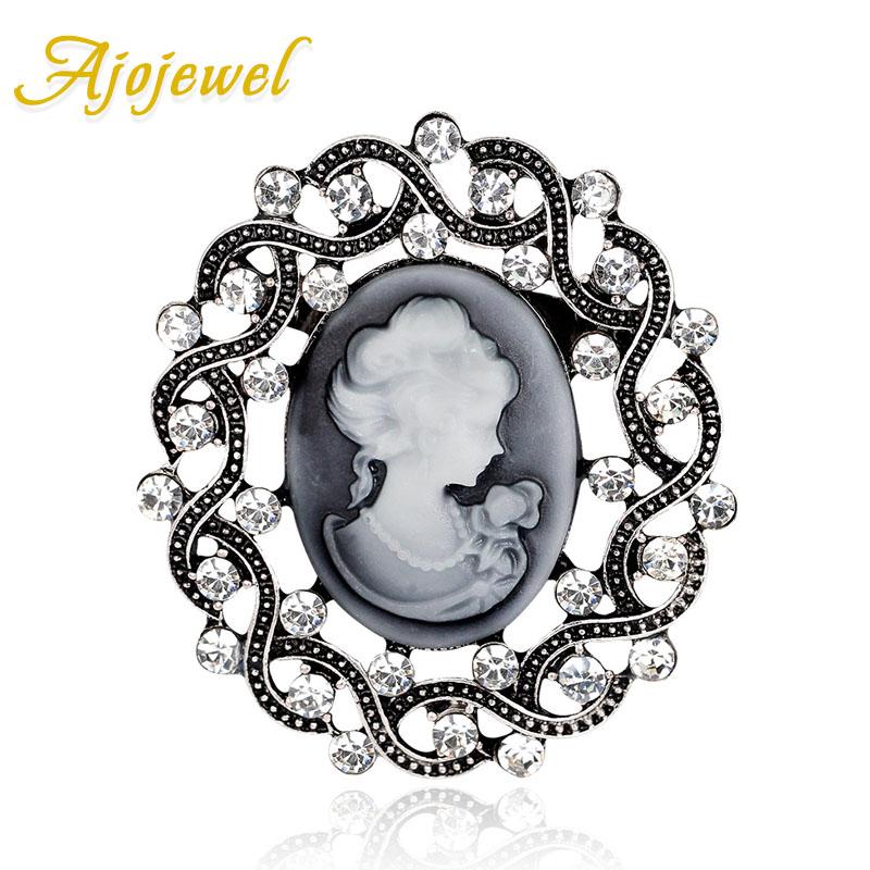

Pins, Brooches Ajojewel Vintage Cameo Brooch Pins For Women Suit Retro Jewelry Wholesale Broche Femme