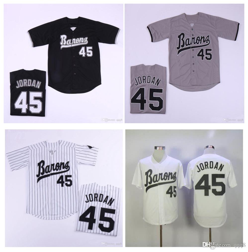 

Mens Birmingham Barons Jersey Michael Jor dan Rookie 45 White Grey Black 100% Stitched Baseball Jersey Top Quality !