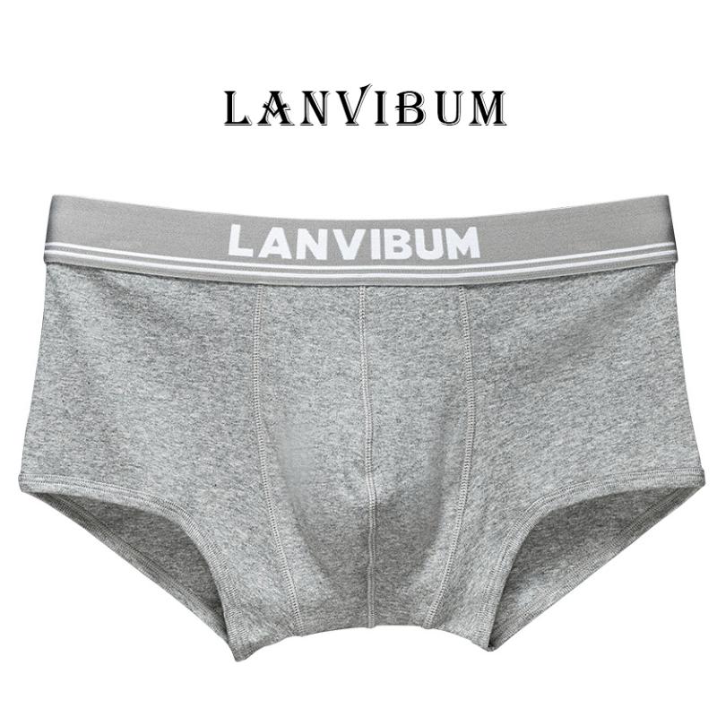 

New Solid Printed Men Boxer Breathable Sexy Men Comfortable Under pant Cotton Underwear, Gray