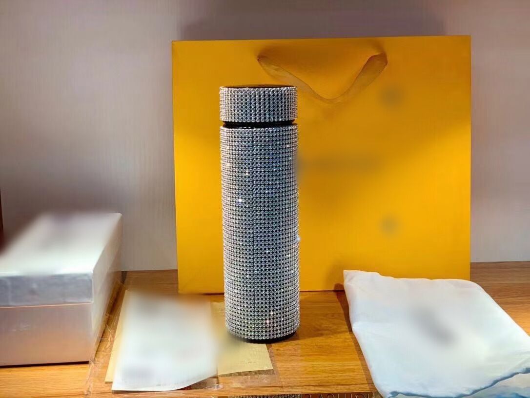 

Bling luxury insulated water bottles beaded designer water bottles high quality stainless steel tumblers with box thermos