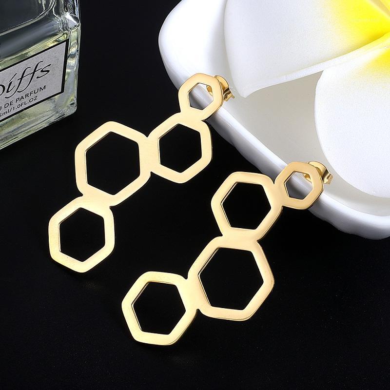 

Cute Honeycomb Women Earrings For Charms Stainless Steel Hollow Geometric Beehive Stud Earrings Jewelry Accessories Party Gift1