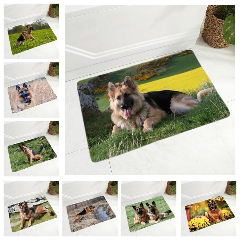 

German Shepherd Dog Floor Mat for Hallway Children Room Non-Slip Decor Pet Animal Doormat Flannel Carpet 40x60cm Door Mat