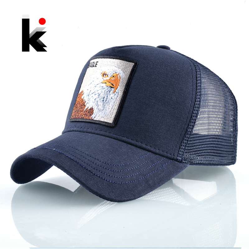 

Embroidery Baseball Caps Men 2019 Eagle Hats for Women Fashion Usa Hip Hop Bones Breathable Mesh Streetwear Trucker Cap 220311, White eagle head