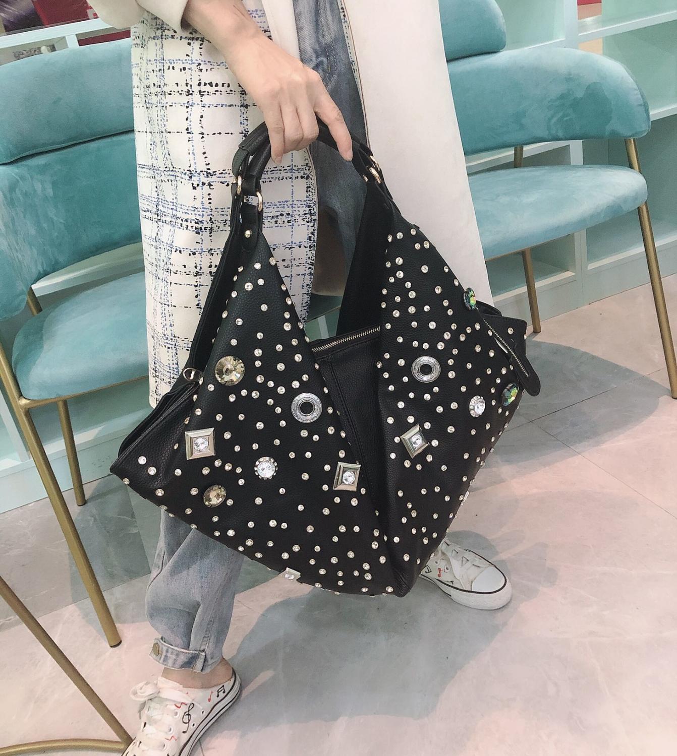 

Luxo strass big 2020 bag and winter new wild fashion great capacity purse trend shoulder ladies, Golden