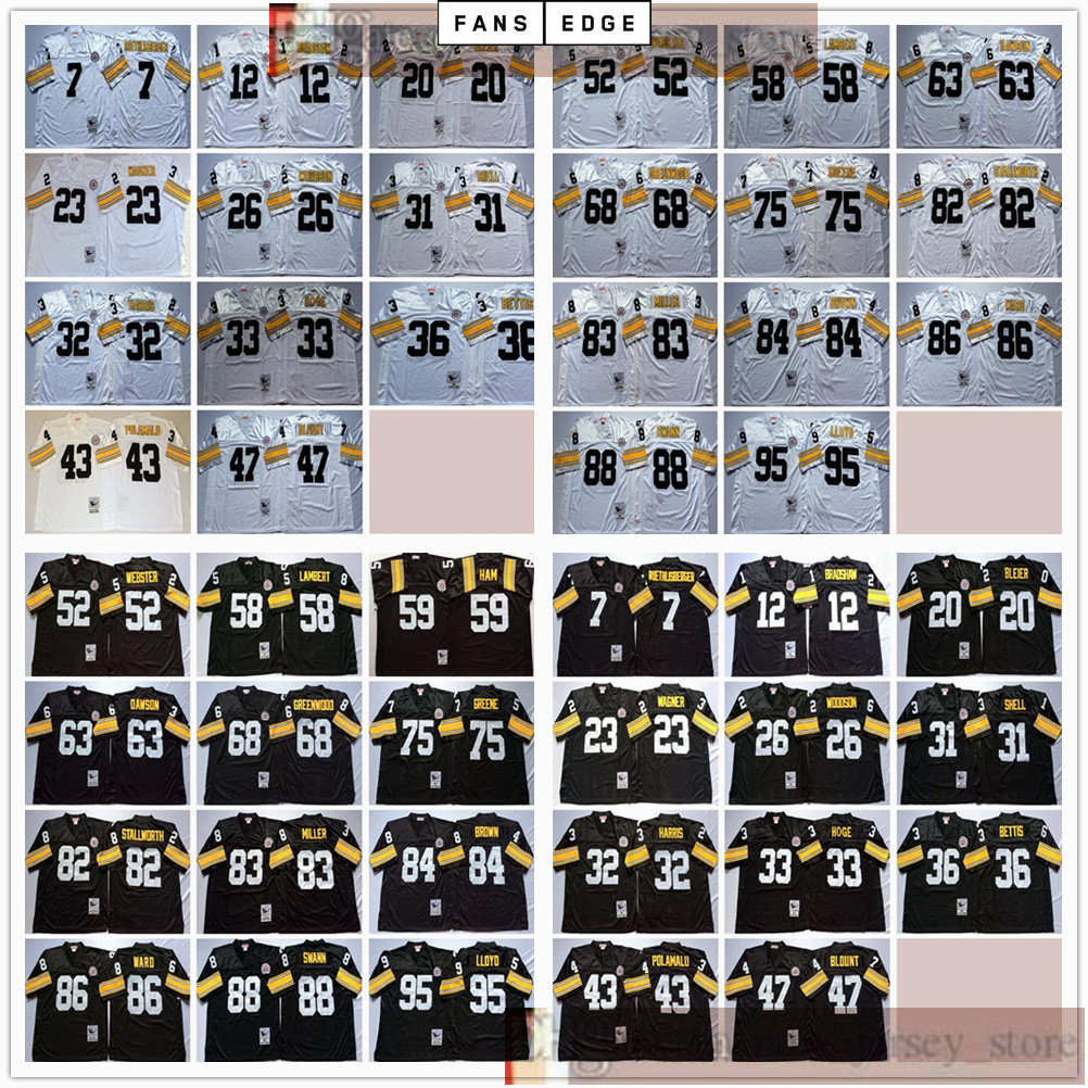 

NCAA Football Retro Vintage 36 Jerome Bettis Joe Greene Troy Polamalu Mel Blount Mike Webster Jack Lambert Dawson LC Greenwood Jerseys Men, Same as picture