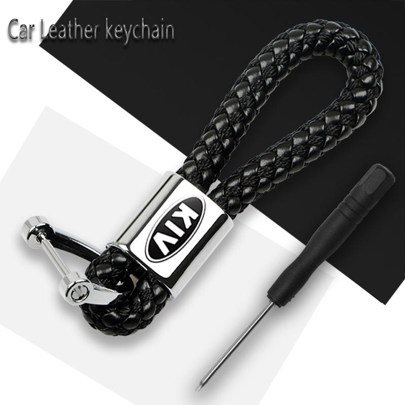 

1Pcs Metal Braided Rope Leather Car Keychain Key Chain Key Rings For KIA Cerato Sportage R K2 K3 K5 RIO 3 4 Sorento Accessories