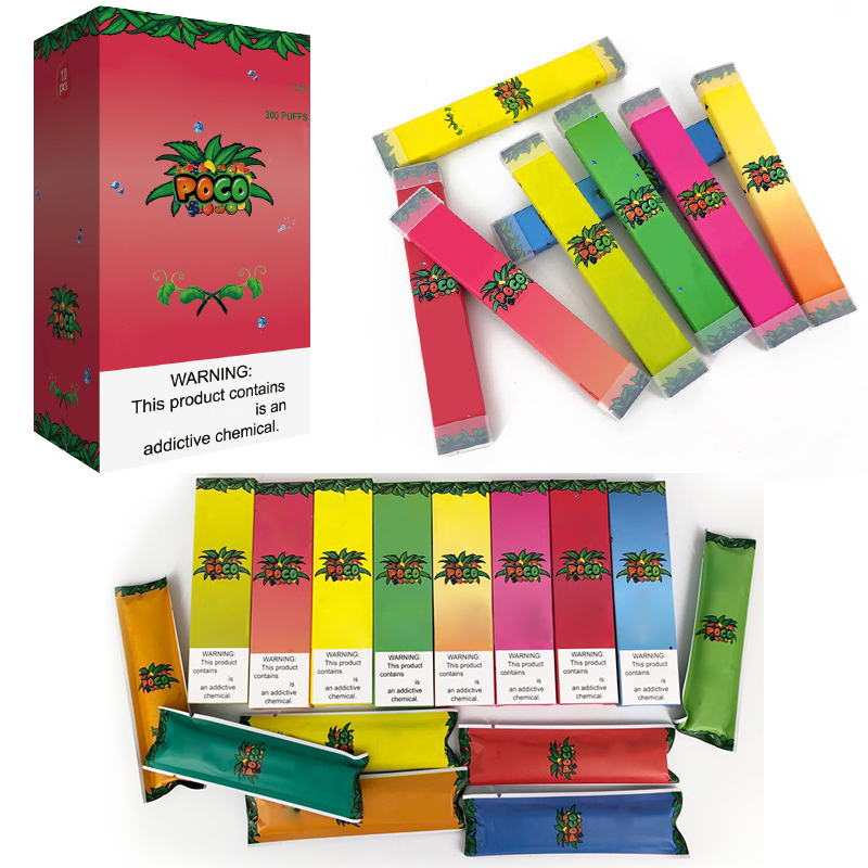 

Factory original POCO e-cigarettes 300PUFF disposable pod vape1.3ml 300mAh mini portable e-cig vaporizer 8 colors available