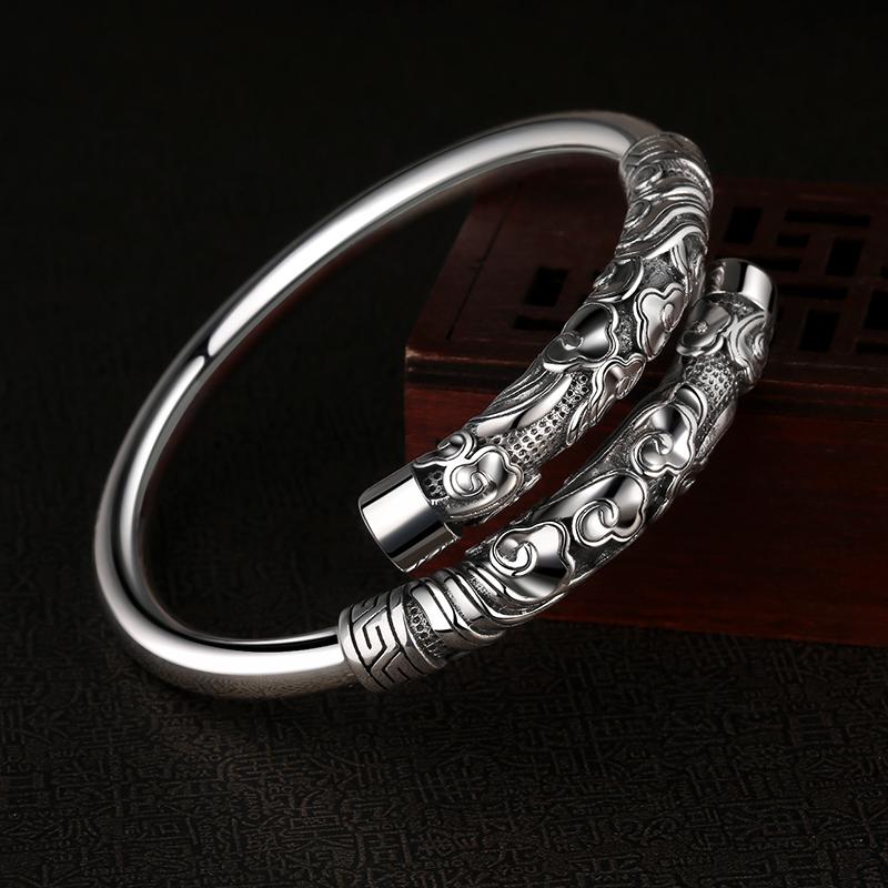 

New original vintage 999 sterling silver bracelet Monkey King wu xiangyun ruyi anaglyph great bracelets