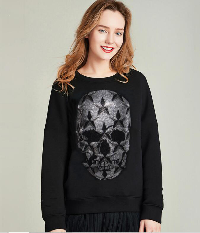 

2021 New Oversized Sweatshirt Women Cute Hoodie for Girls Autumn Long Sleeve Thick Women's Rhinestone Sweatshirts Large Size Vcb0, White