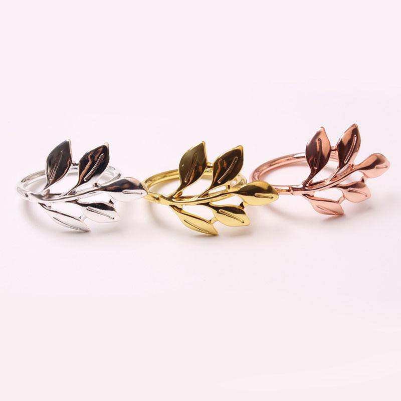 

Fall Leaves Napkin Rings Gold Silver Christening Bangle Metal Napkin Holder Wedding Gifts Baptismal Shower Party Decor