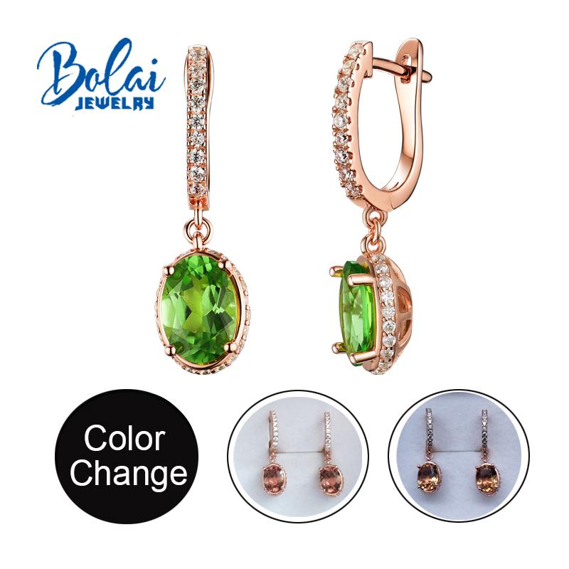 

Bolaijewelry, Color Change Zultanite earrings rose gold 925 sterling silver for women created gemstone fine jewelry gift