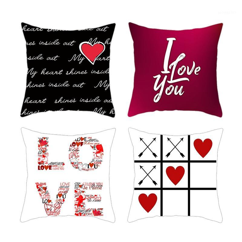 

4Pcs Valentine's Day Cushion Cover Throw Pillow Case Sofa Car Home Decor 18 Inch1, Multi