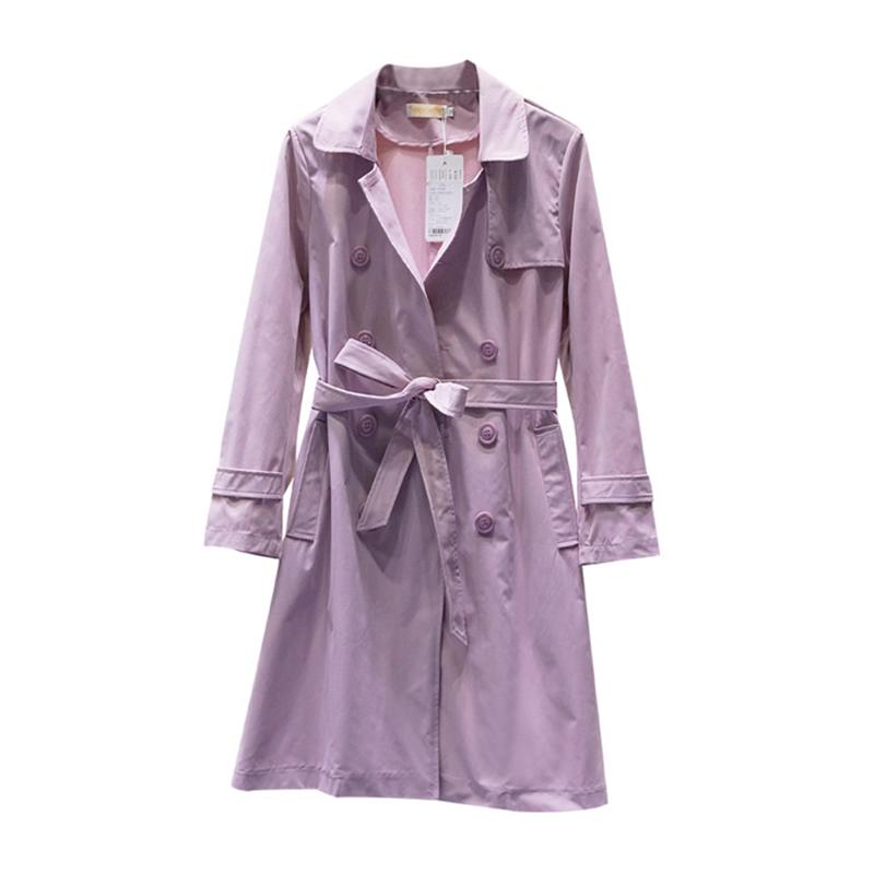 

Spring Autumn Trench Oversized Coat Women Casual Cotton Long Trench Lacing Double-breasted Windbreaker Female Belt Slim 5XL 2830, Pink