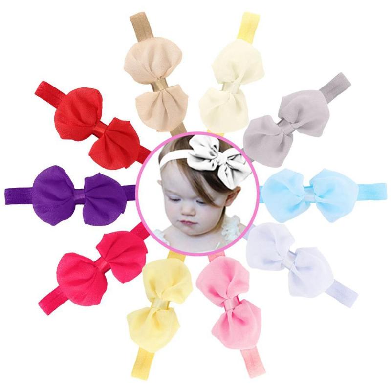 

10pcs Baby Elastic flower headband Headbands Hair Girls Bowknot Hairband Toddler Infants accessories set photography props, As pictures