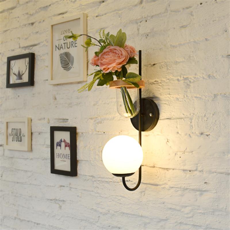 

Nordic Bedroom Bedside Ball Glass Iron Wall Lamps Keep Green Plant Deco Lamp Living Dining Room Sconces Wall Lights Lighting