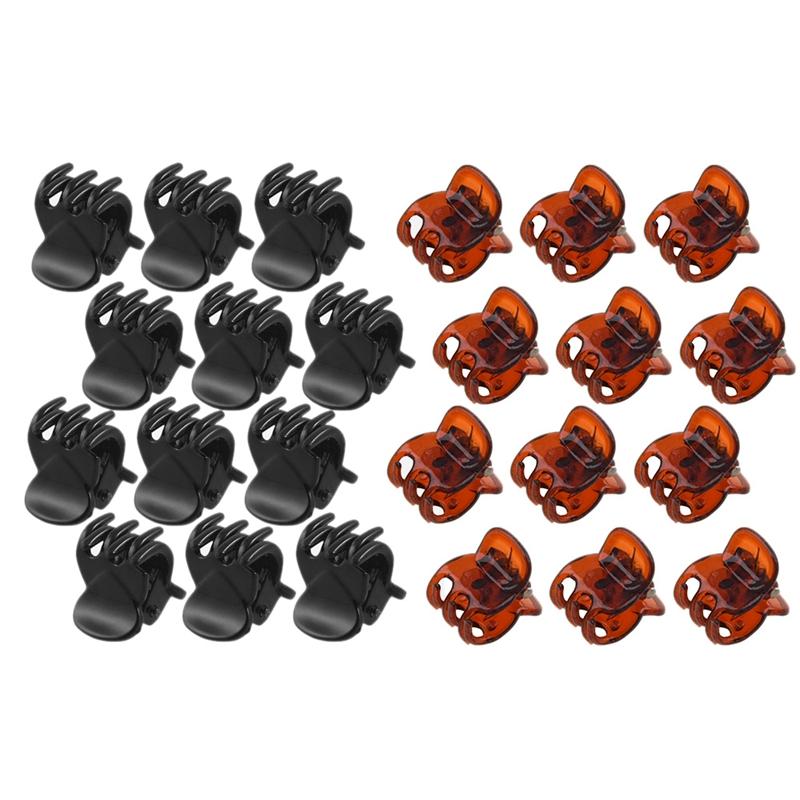 

12 Pcs Black Plastic Mini Hairpin 6 Hair Clip Clamp For Ladies & 12 Pcs Spring Joint Plastic Mini Hair Clamps Clips For