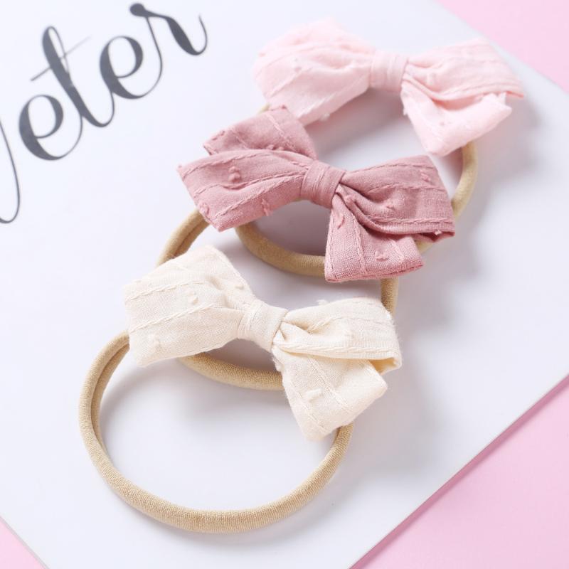 

Baby Girls Headband Bows Children Nylon Hair Accessories Cotton Linen Newborn Jacquard Head Bands Soft Infant Princess Hairbands