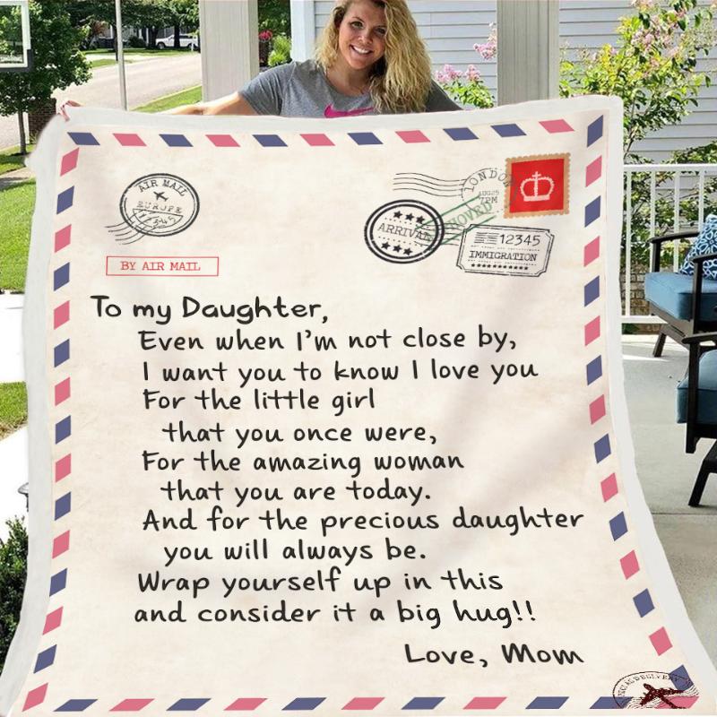 

Throw Blanket Express Love TO Our Daughter Letter Blanket 3D Print Sherpa on Bed Home Textiles Best Gift