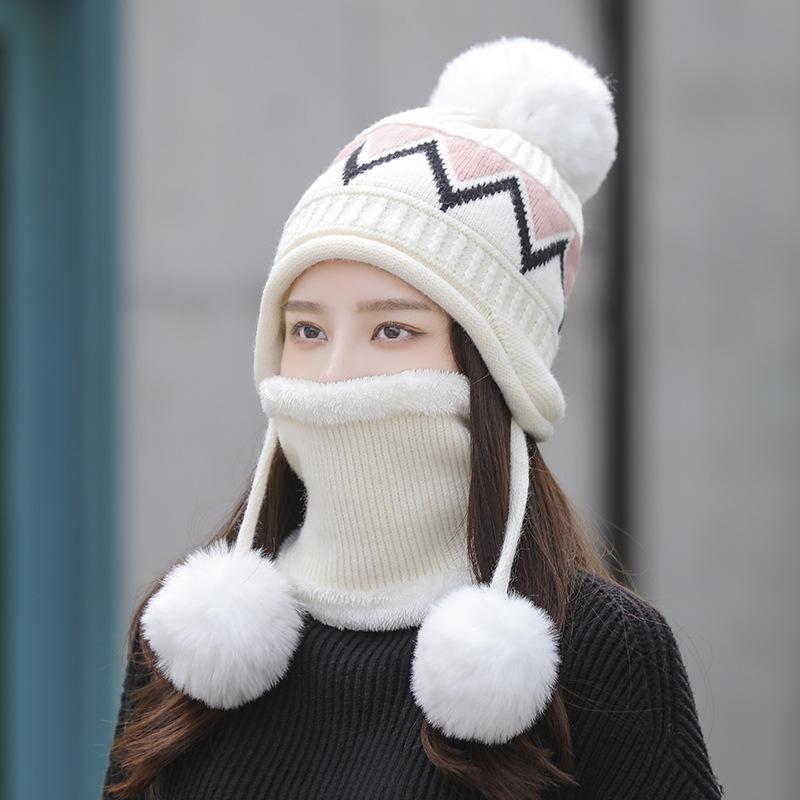 

Womens Autumn Winter Fashion Vintage Thicken Keep Warm Luxury Cotton Hat and Scarf 2 Piece Set Casual Cute Outdoor 2020 New, Black