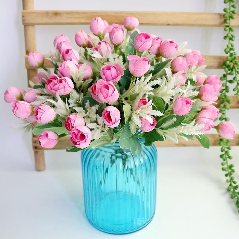 

Autumn 15 heads/bouquet small bud roses bract simulation flowers silk rose decorative Flowers Home decorations for Wedding, White