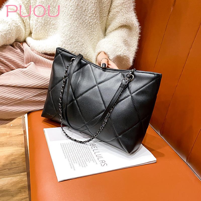 

Women's Bag Foreign Trade New Fashion Joker Cross-border Large Capacity Tote Bag Casual Hand Shoulder Chain Ladies, Black